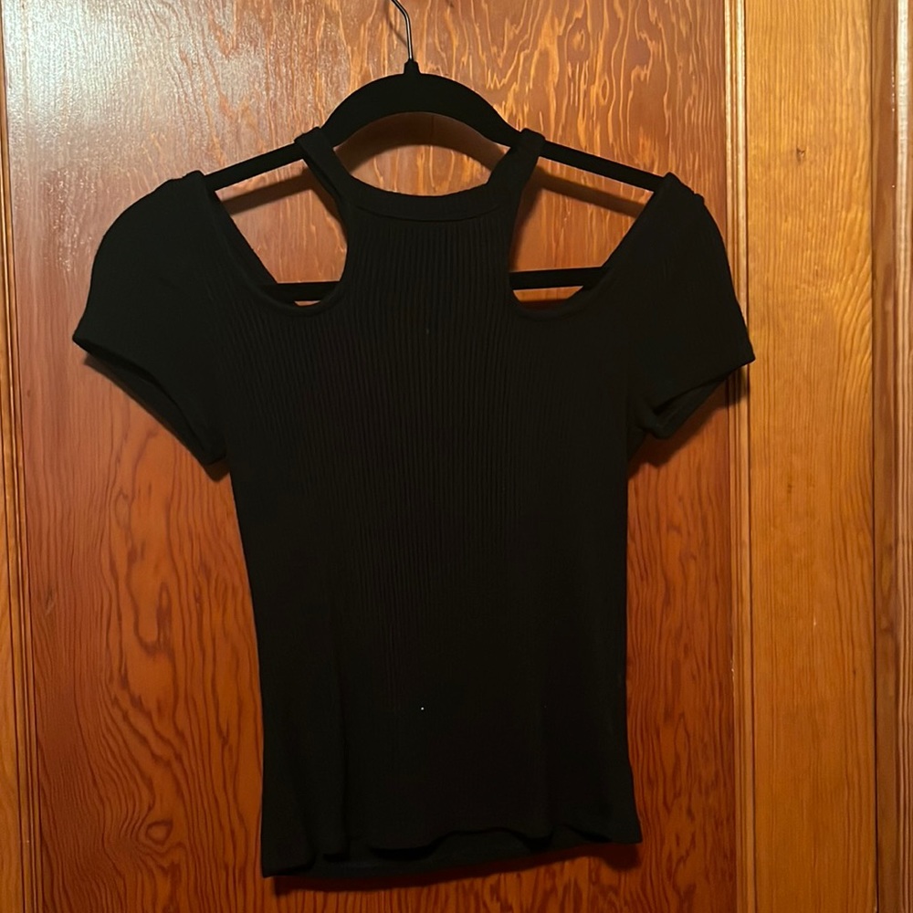 Urban Outfitters Ribbed Black Cut Out Top Large